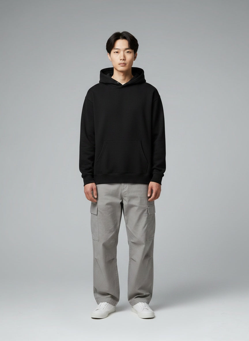 Pullover Hoodie for Men — 260 GSM Terry Cotton — White — MULTITHREAD