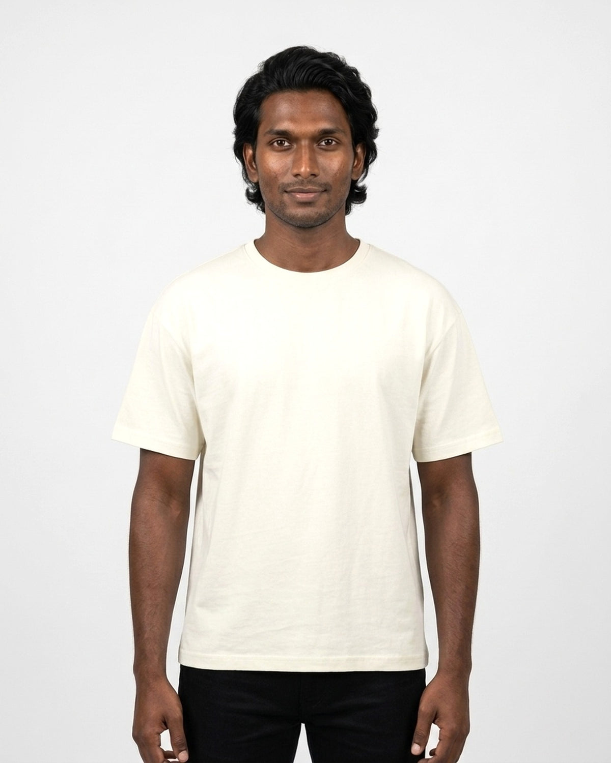Classic Crew T-Shirt in Off White on deep skin — MULTITHREAD