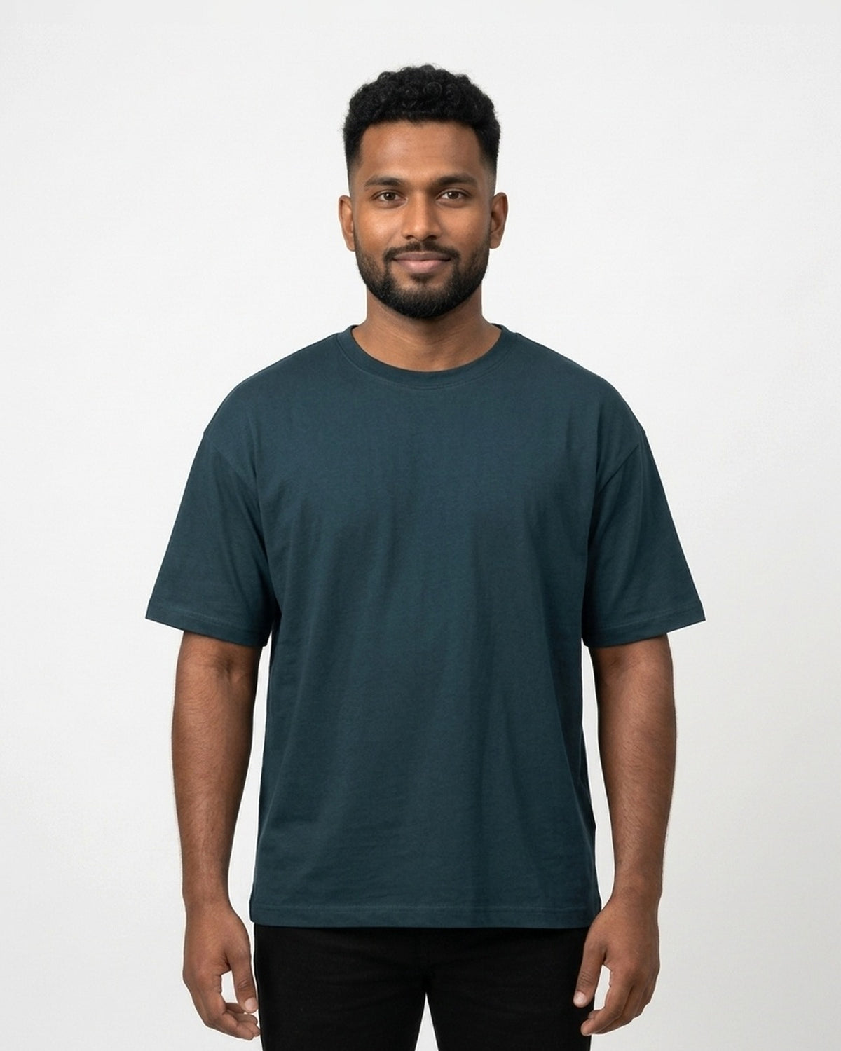 Classic Crew T-Shirt in Petrol Blue on dusky skin — MULTITHREAD