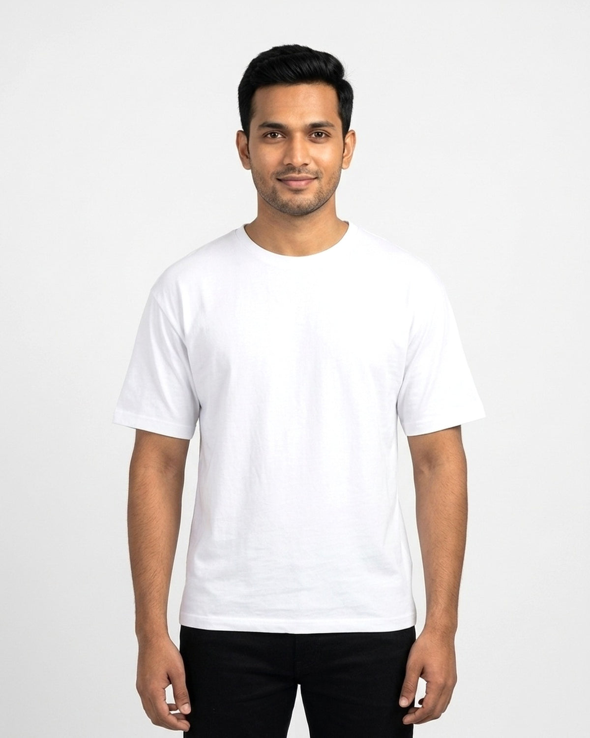 Classic Crew T-Shirt in White on wheatish skin — MULTITHREAD