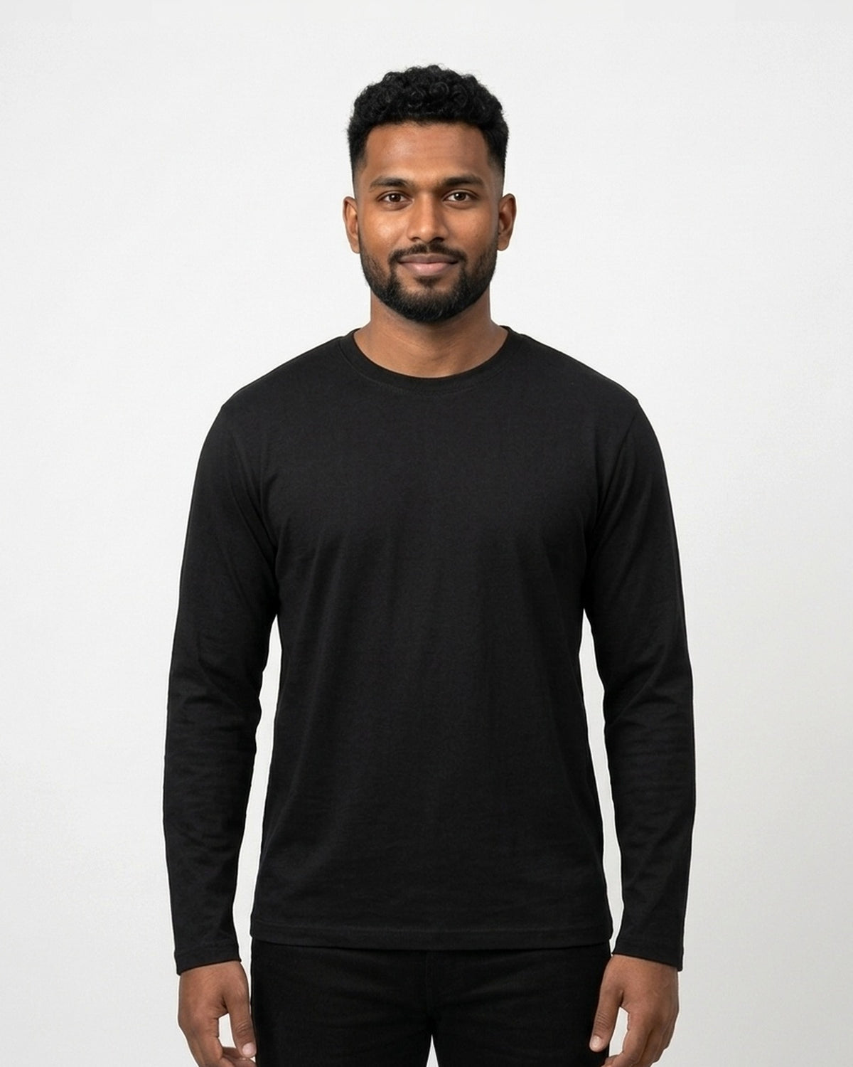 Full Sleeve T-Shirt in Black on dusky skin — MULTITHREAD