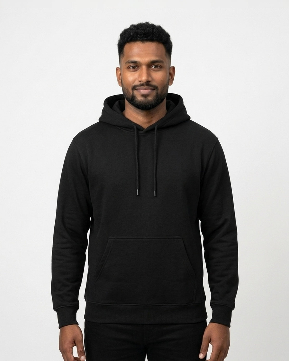 Hoodie in Black on dusky skin — MULTITHREAD