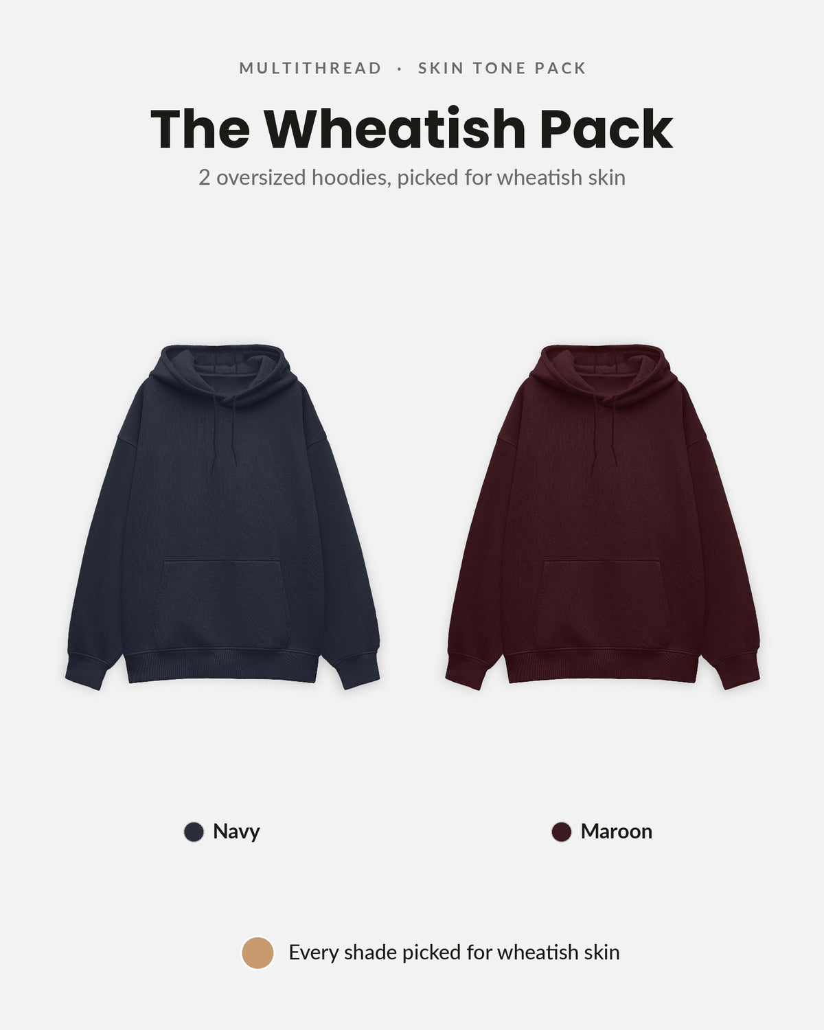 Oversized Hoodie 2-pack for wheatish skin: Navy Blue + Maroon (flat lay)