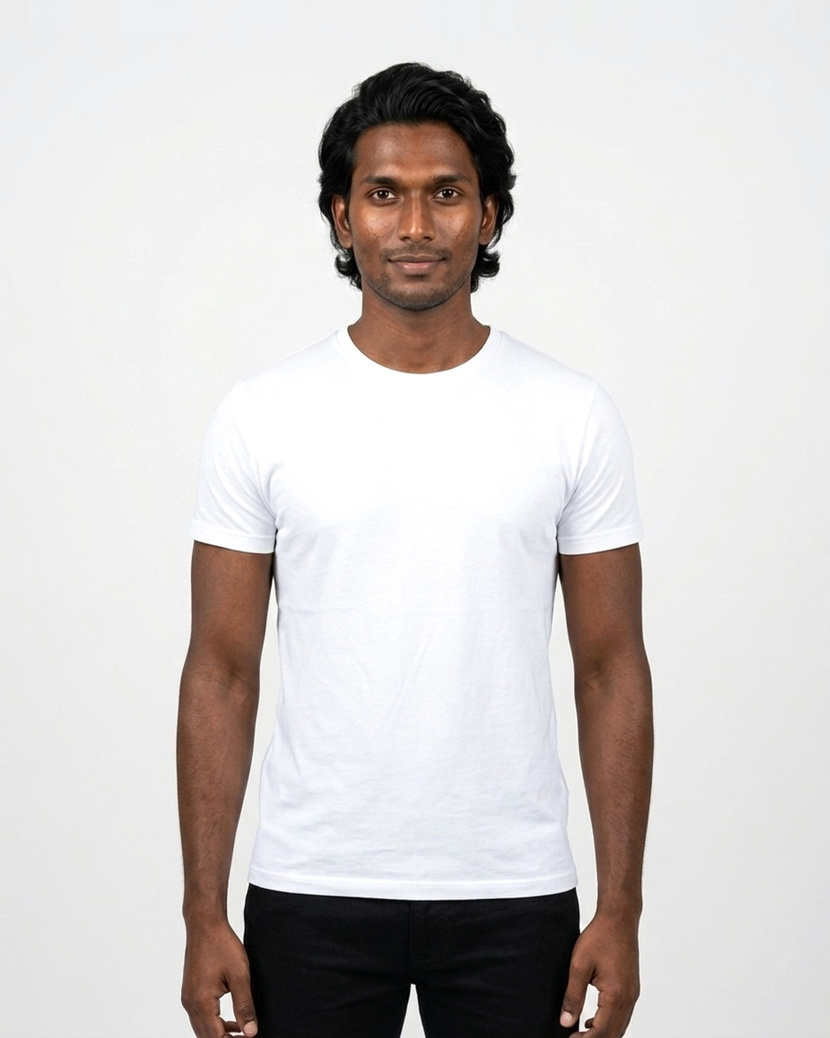 Supima Cotton T-Shirt in White on deep skin — MULTITHREAD