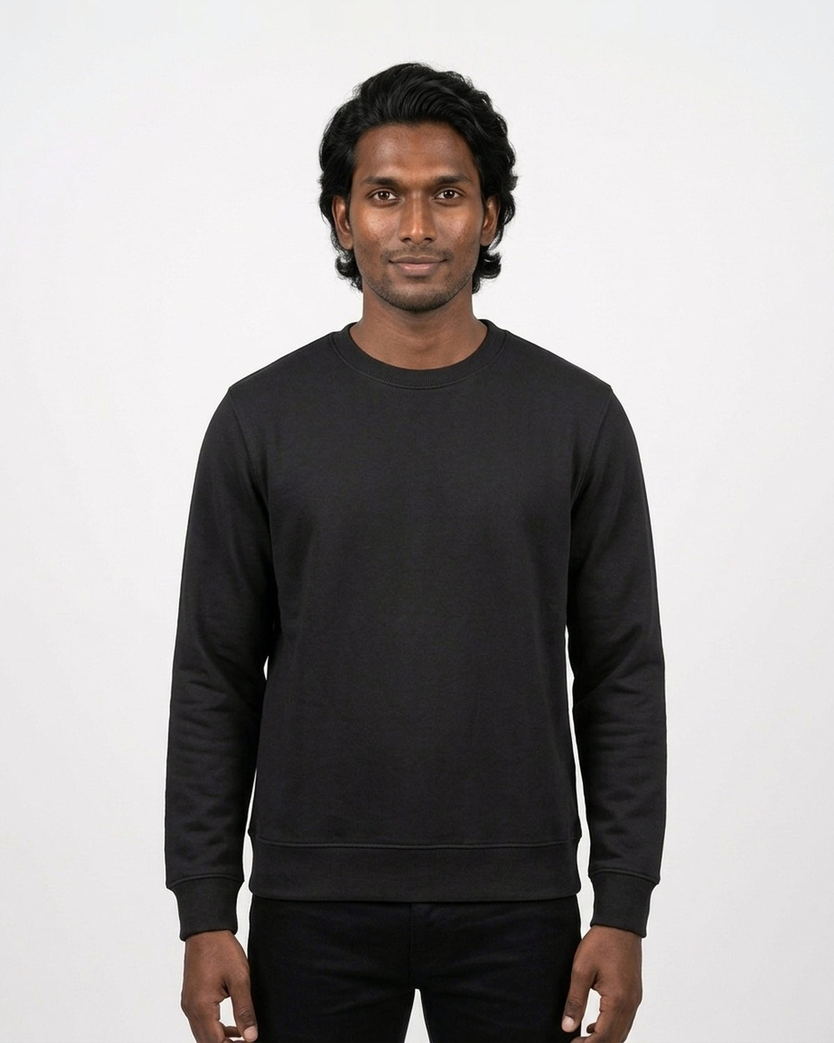 Sweatshirt in Black on deep skin — MULTITHREAD