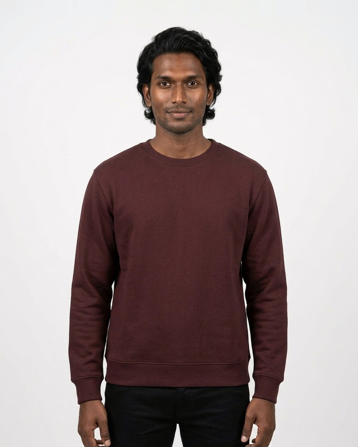 Sweatshirt in Maroon on deep skin — MULTITHREAD