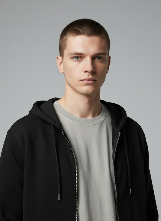 Men's Zip Hoodie — Full zip and ribbed cuffs detail