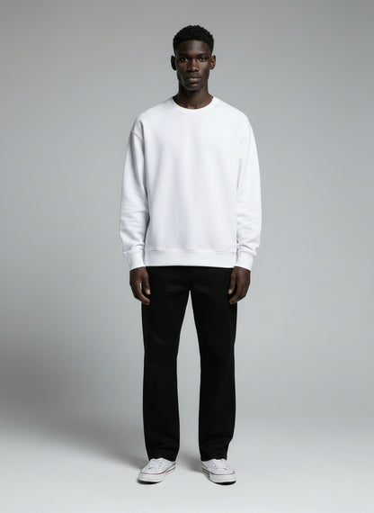 Oversized Sweatshirt for Men — 400 GSM — Dropped Shoulders — White — MULTITHREAD