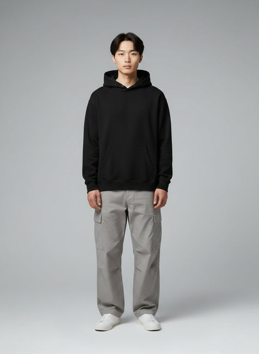Pullover Hoodie for Men — 260 GSM Terry Cotton — White — MULTITHREAD