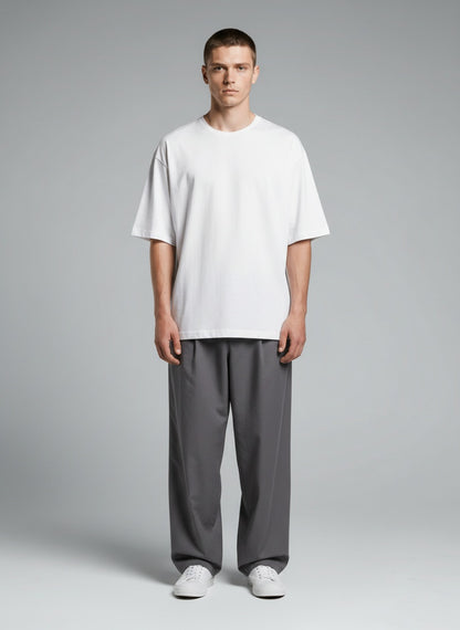 Terry Oversized T-Shirt for Men — 260 GSM Terry Knit — White — MULTITHREAD