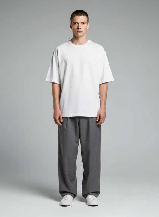 Terry Oversized T-Shirt for Men — 260 GSM Terry Knit — White — MULTITHREAD