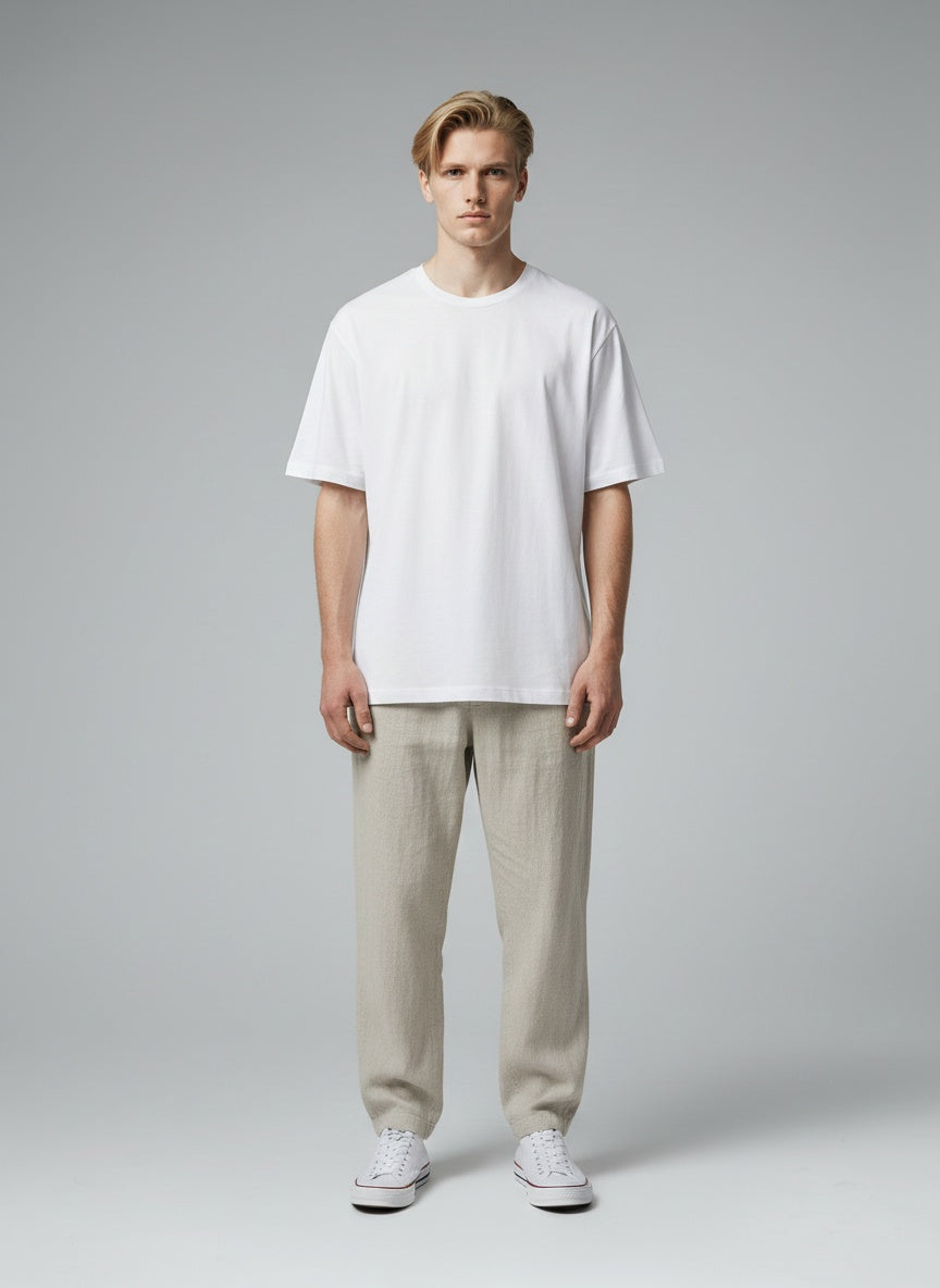Stretch T-Shirt for Men — 95% Cotton 5% Elastane — White — MULTITHREAD