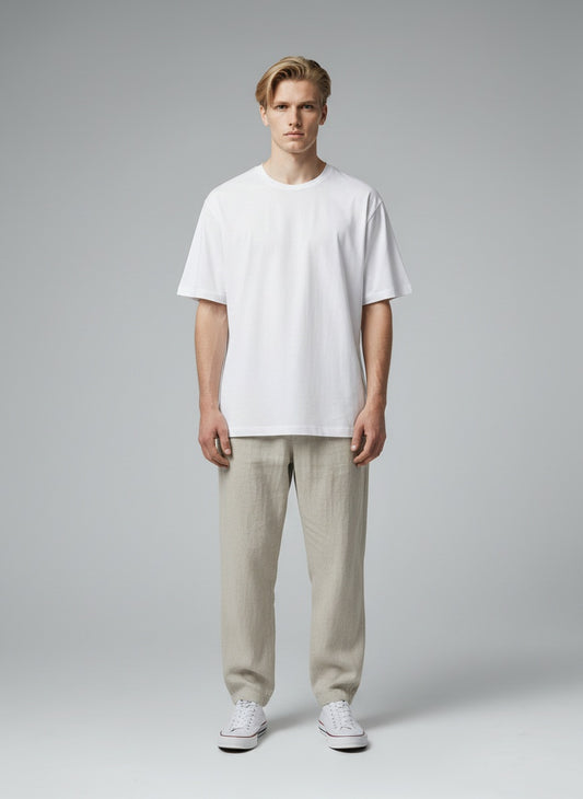 Stretch T-Shirt for Men — 95% Cotton 5% Elastane — White — MULTITHREAD