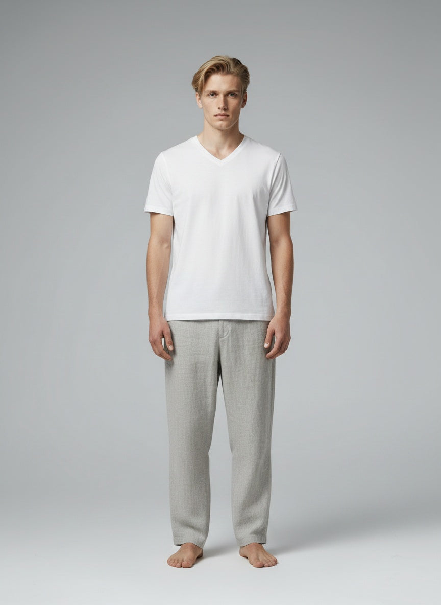 V-Neck T-Shirt for Men — Clean V-neckline — White — MULTITHREAD