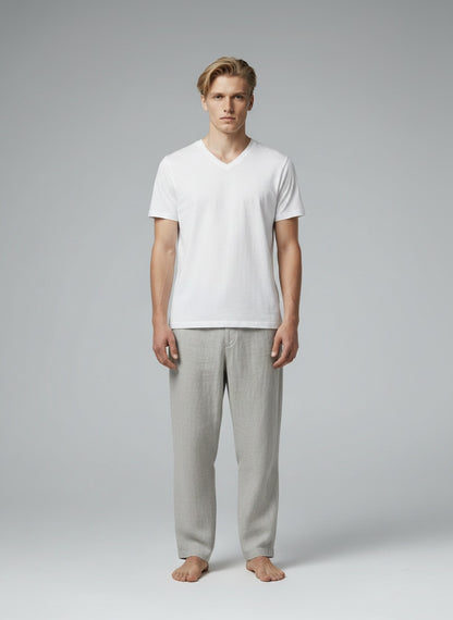 V-Neck T-Shirt for Men — Clean V-neckline — White — MULTITHREAD