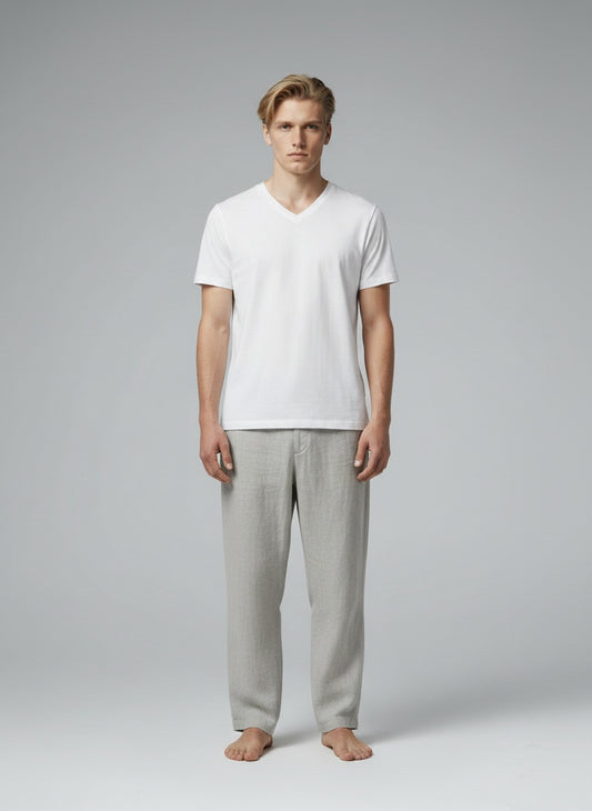 V-Neck T-Shirt for Men — Clean V-neckline — White — MULTITHREAD