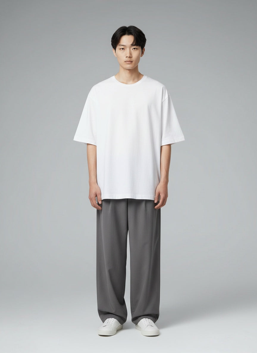 Oversized T-Shirt for Men 180 GSM — Lightweight oversized fit — White — MULTITHREAD