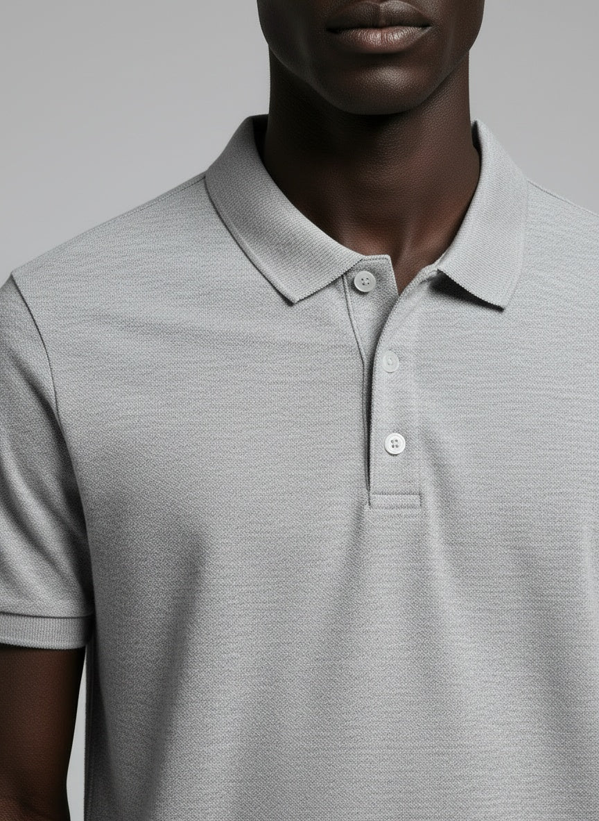 Men's Polo T-Shirt — 220 GSM Airtex textured weave fabric detail