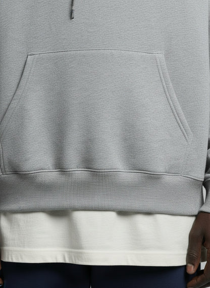 Men's Hoodie — 300 GSM heavyweight brushed fleece fabric close-up