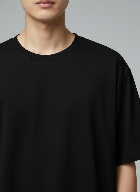 Basic Cotton T-Shirt — Neckline and collar detail