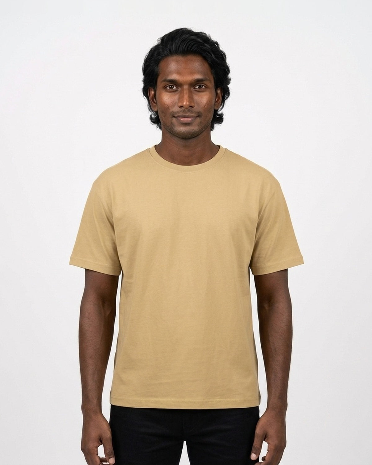 Classic Crew T-Shirt in Beige on deep skin — MULTITHREAD