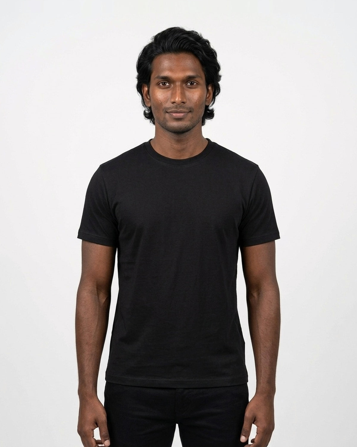 Classic Crew T-Shirt in Black on deep skin — MULTITHREAD