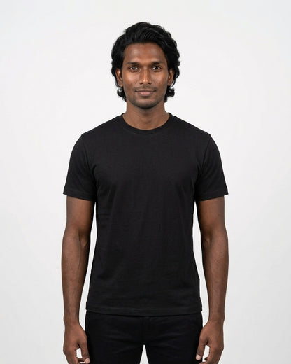 Classic Crew T-Shirt in Black on deep skin — MULTITHREAD