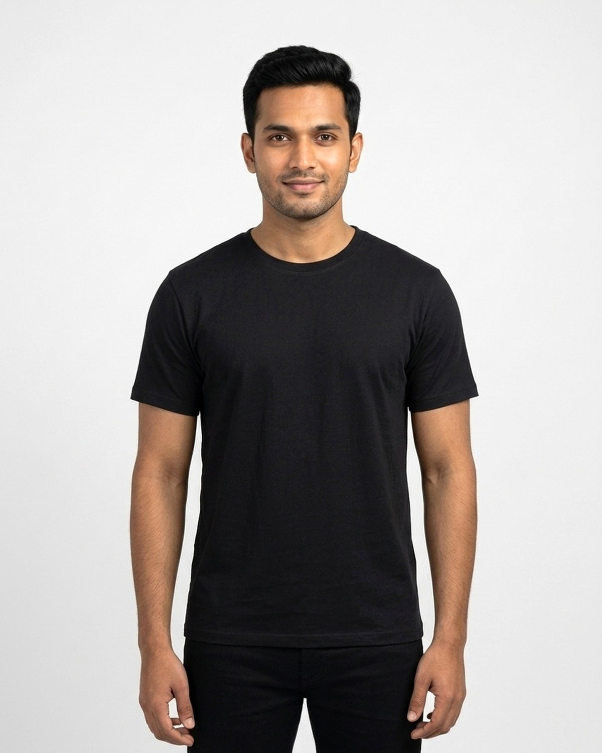 Classic Crew T-Shirt in Black on wheatish skin — MULTITHREAD