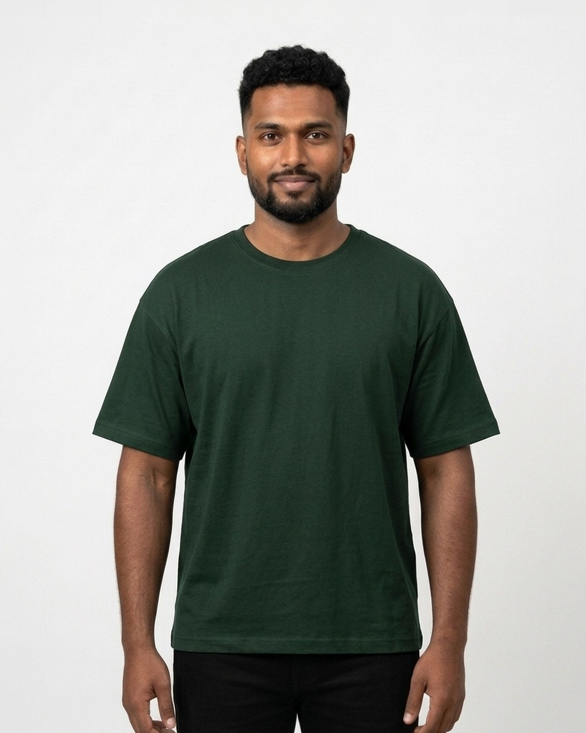 Classic Crew T-Shirt in Bottle Green on dusky skin — MULTITHREAD
