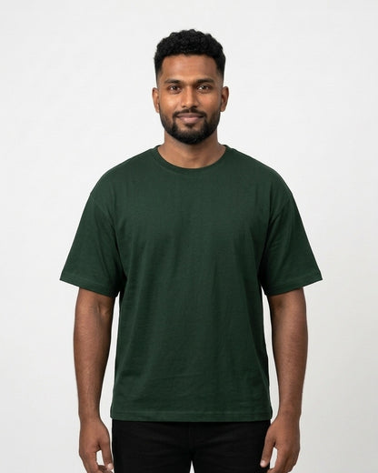 Classic Crew T-Shirt in Bottle Green on dusky skin — MULTITHREAD