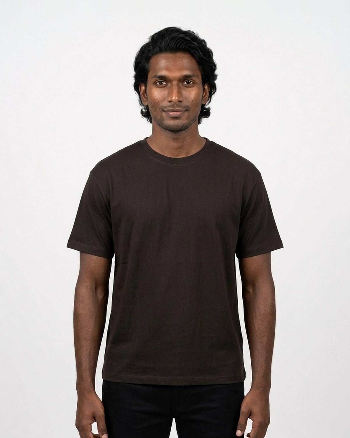 Classic Crew T-Shirt in Coffee Brown on deep skin — MULTITHREAD