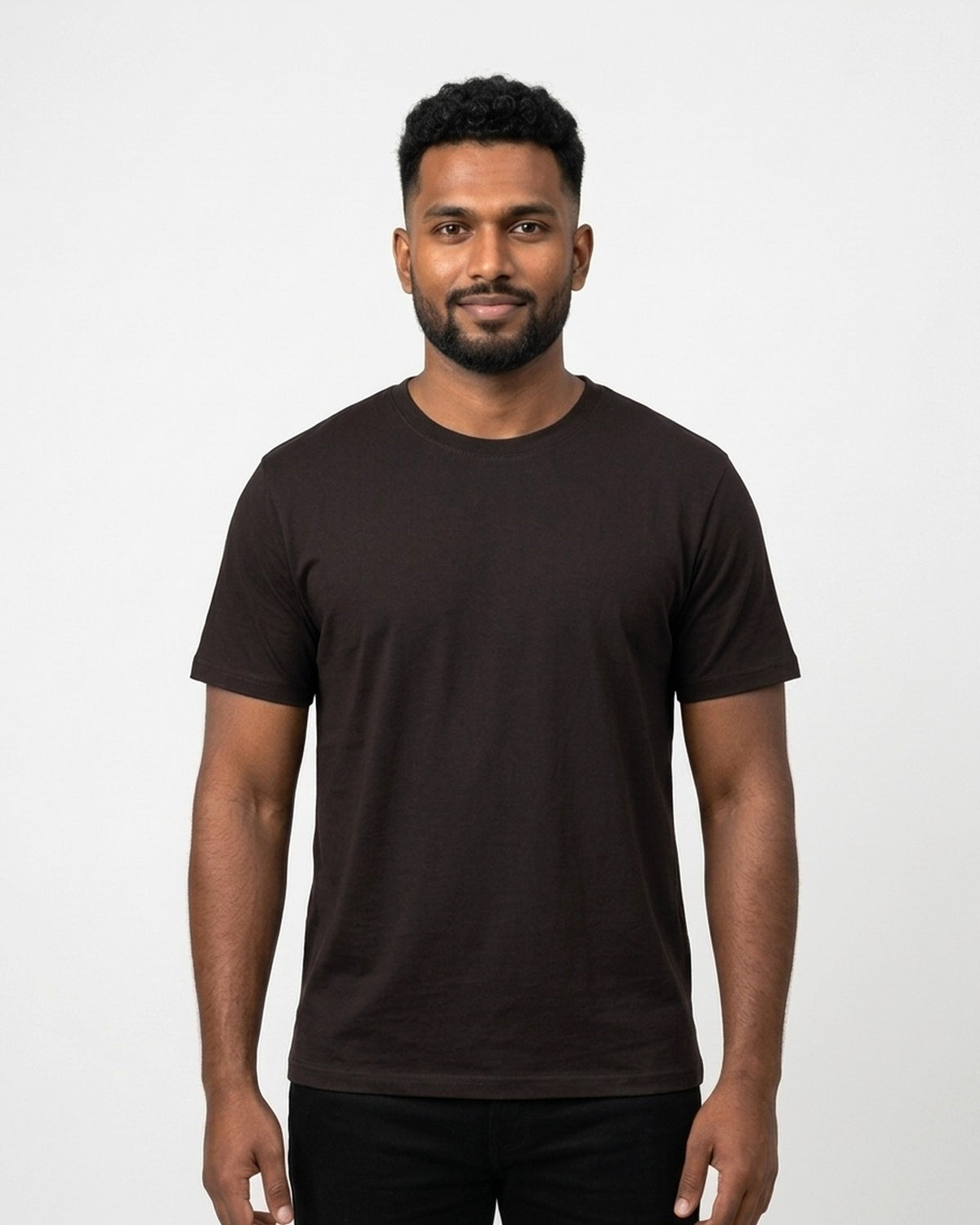 Classic Crew T-Shirt in Coffee Brown on dusky skin — MULTITHREAD