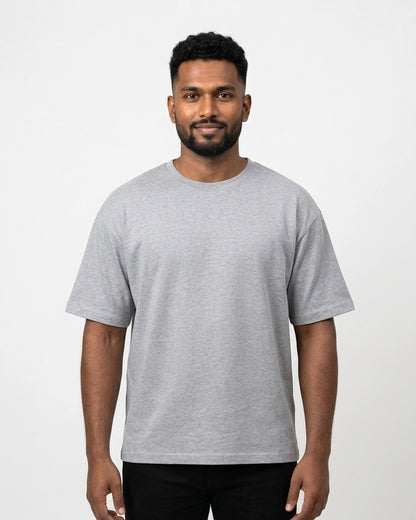 Classic Crew T-Shirt in Grey Melange on dusky skin — MULTITHREAD