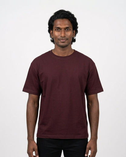 Classic Crew T-Shirt in Maroon on deep skin — MULTITHREAD