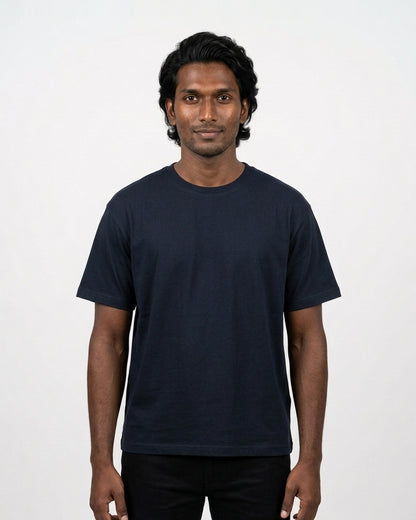 Classic Crew T-Shirt in Navy Blue on deep skin — MULTITHREAD