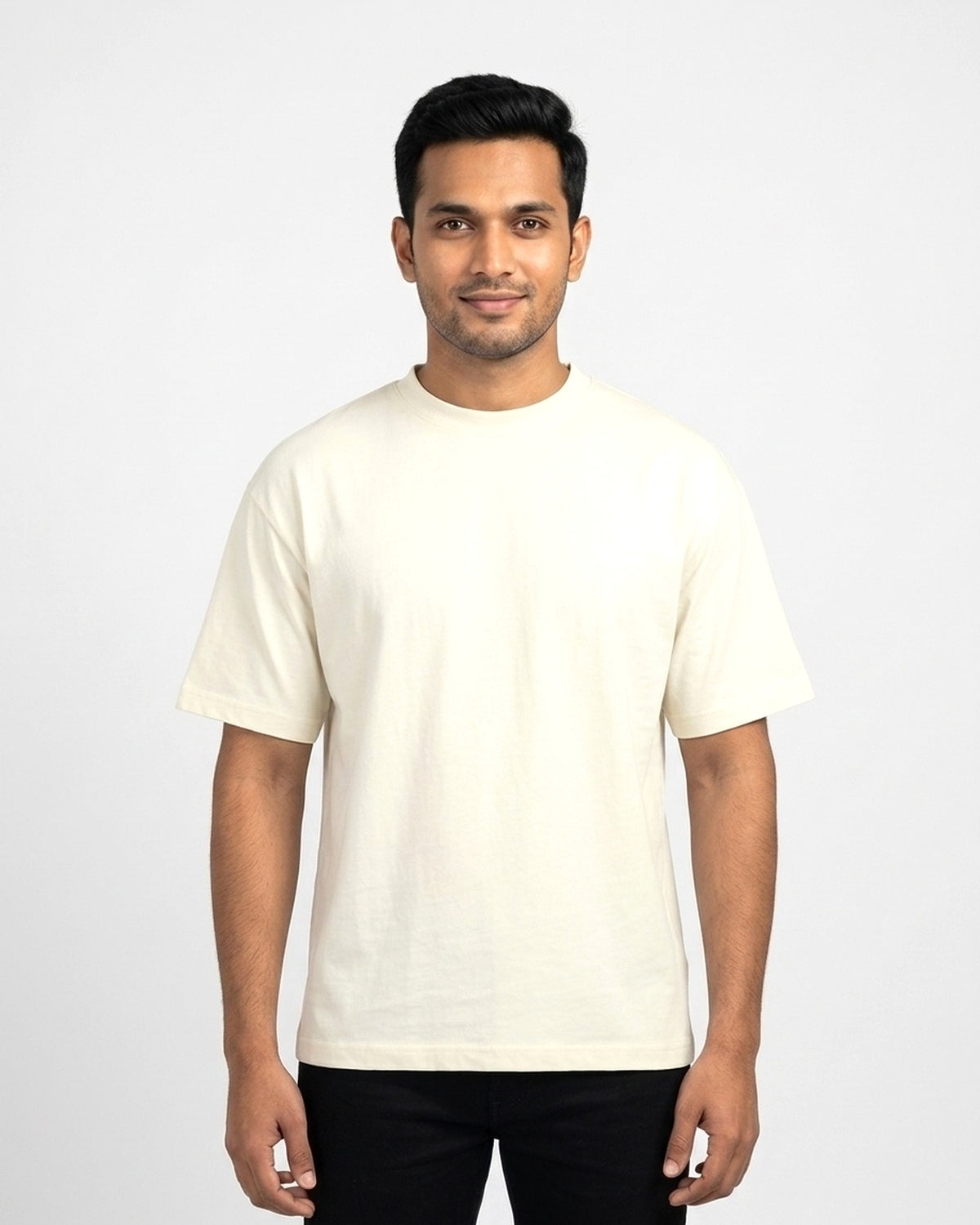Classic Crew T-Shirt in Off White on wheatish skin — MULTITHREAD