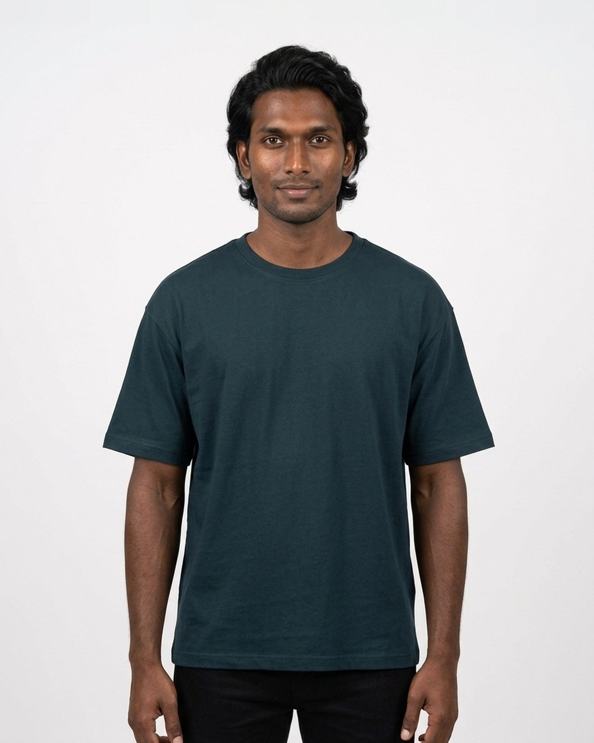 Classic Crew T-Shirt in Petrol Blue on deep skin — MULTITHREAD