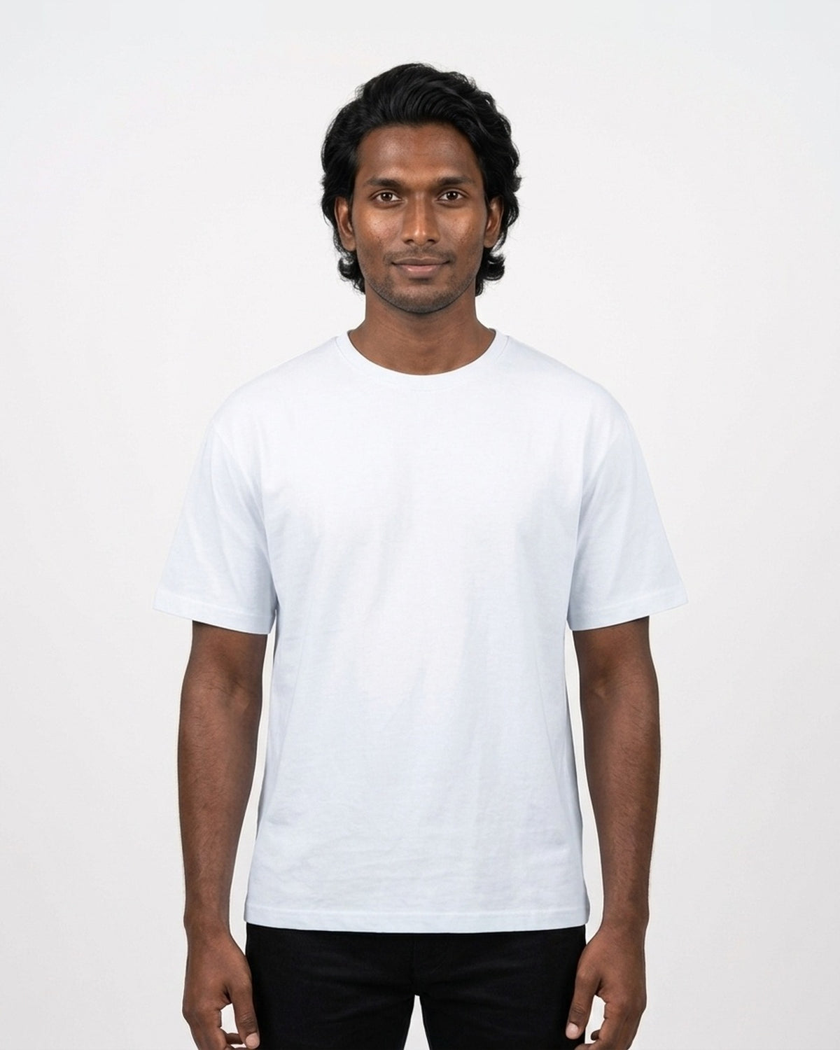 Classic Crew T-Shirt in White on deep skin — MULTITHREAD