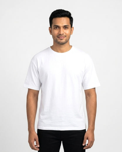 Classic Crew T-Shirt in White on wheatish skin — MULTITHREAD
