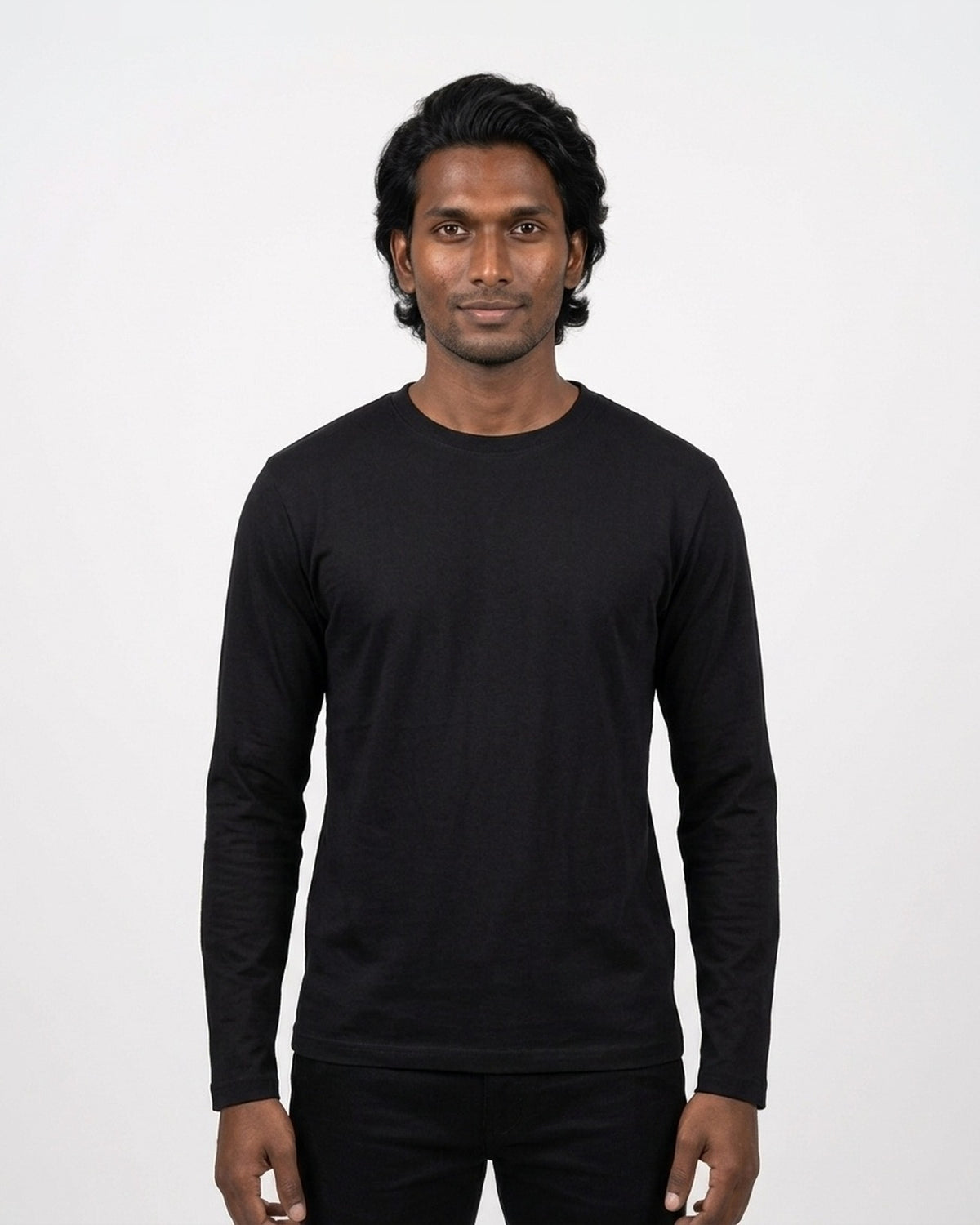 Full Sleeve T-Shirt in Black on deep skin — MULTITHREAD