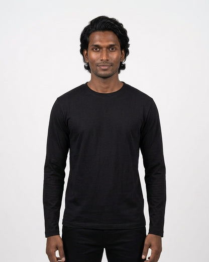 Full Sleeve T-Shirt in Black on deep skin — MULTITHREAD