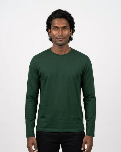 Full Sleeve T-Shirt in Bottle Green on deep skin — MULTITHREAD