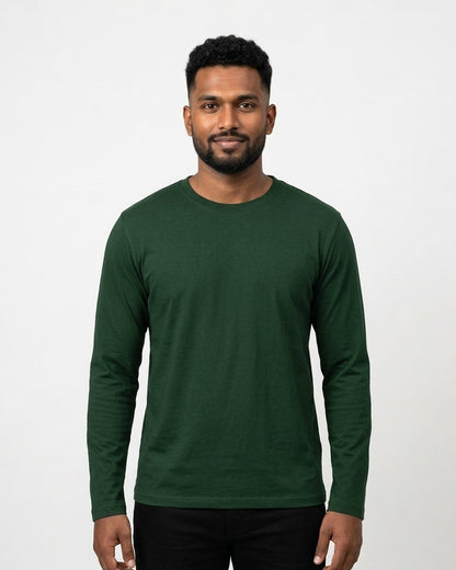 Full Sleeve T-Shirt in Bottle Green on dusky skin — MULTITHREAD