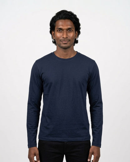 Full Sleeve T-Shirt in Navy Blue on deep skin — MULTITHREAD
