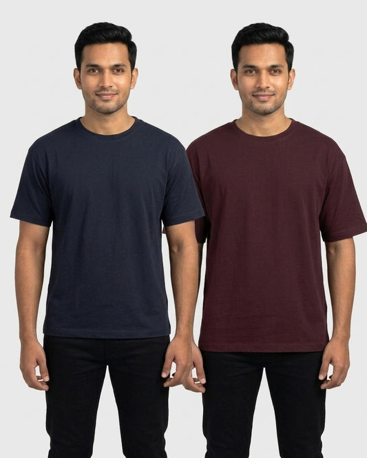 Classic Crew 2-pack for wheatish skin: Navy Blue + Maroon (group photo)