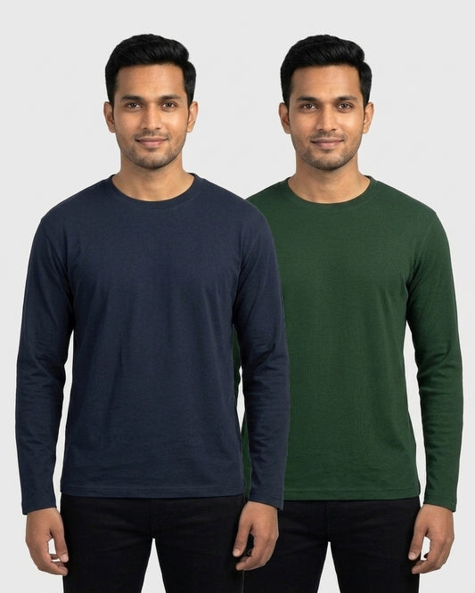 Full Sleeve 2-pack for wheatish skin: Navy Blue + Bottle Green (group photo)