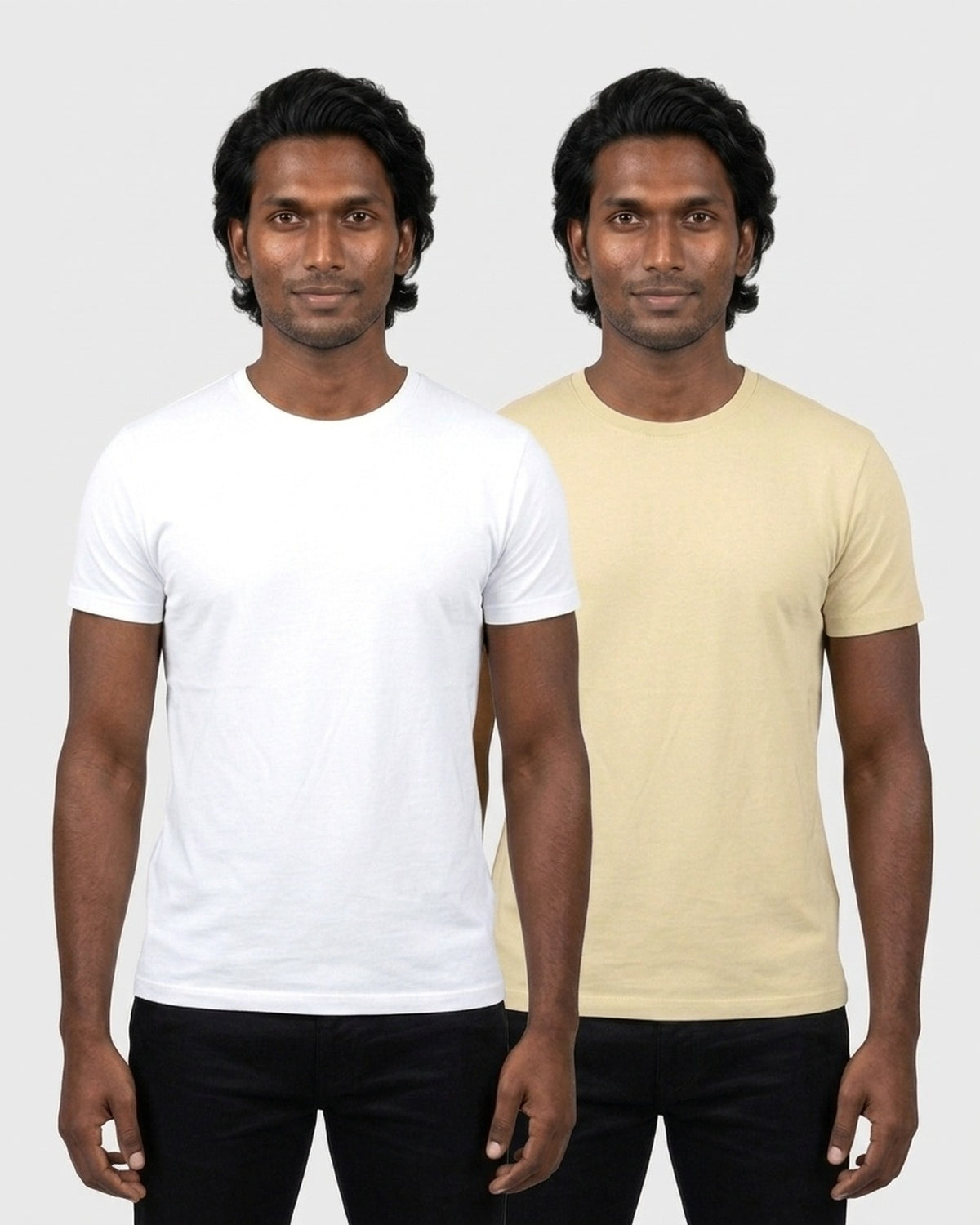 Supima 2-pack for deep skin: White + Beige (group photo)