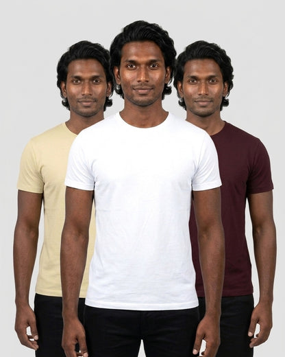 Supima 3-pack for deep skin: White + Beige + Maroon (group photo)