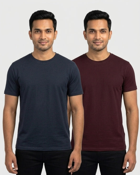 Supima 2-pack for wheatish skin: Navy Blue + Maroon (group photo)