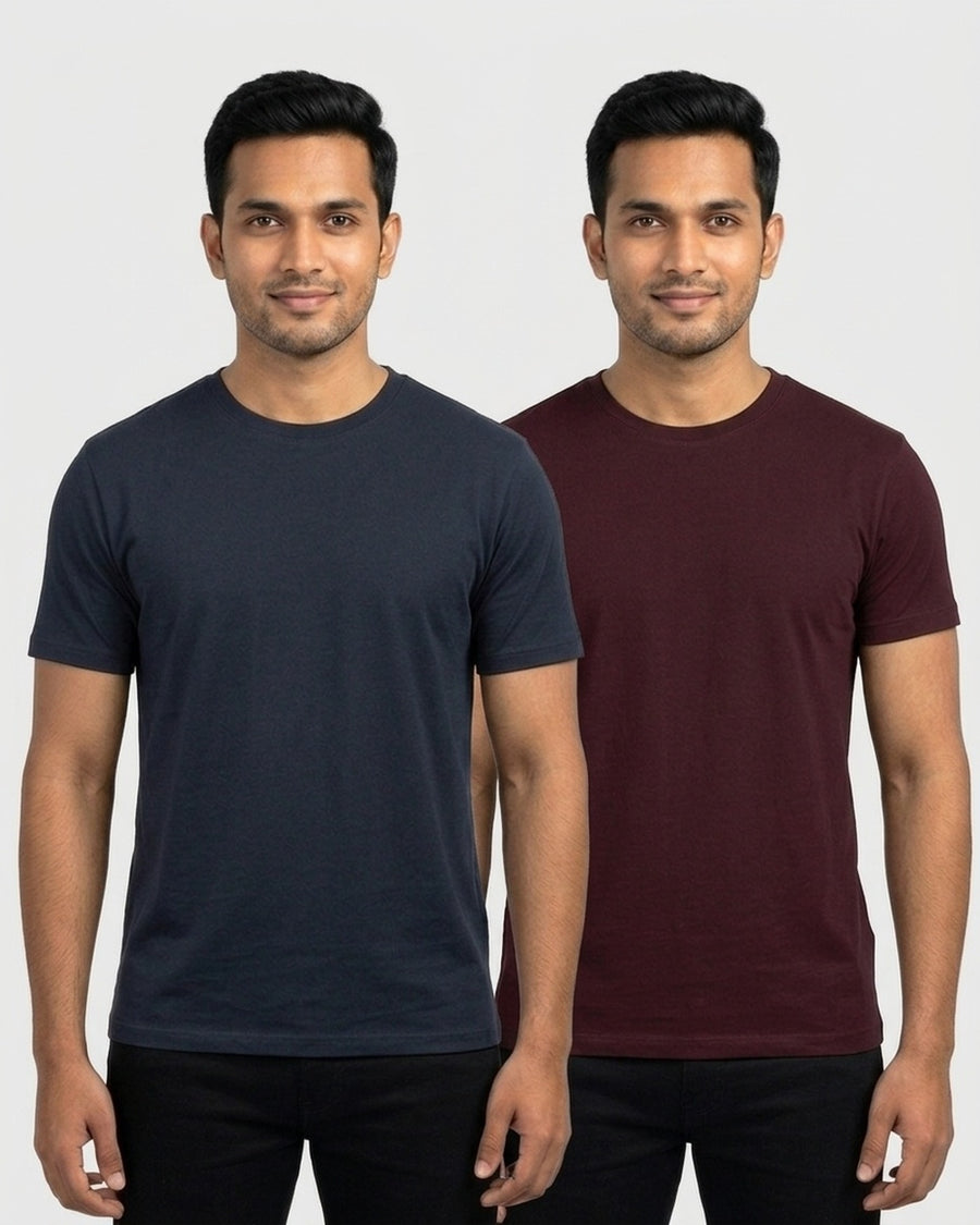 Supima 2-pack for wheatish skin: Navy Blue + Maroon (group photo)